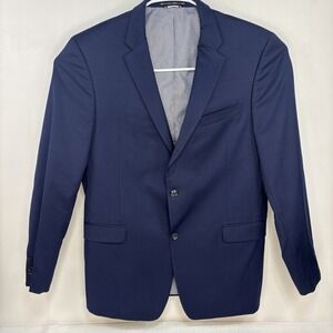 Tommy Hilfiger Men's Navy Suit Coat Wool Blend Size 44L Sport Jacket Blazer Blue